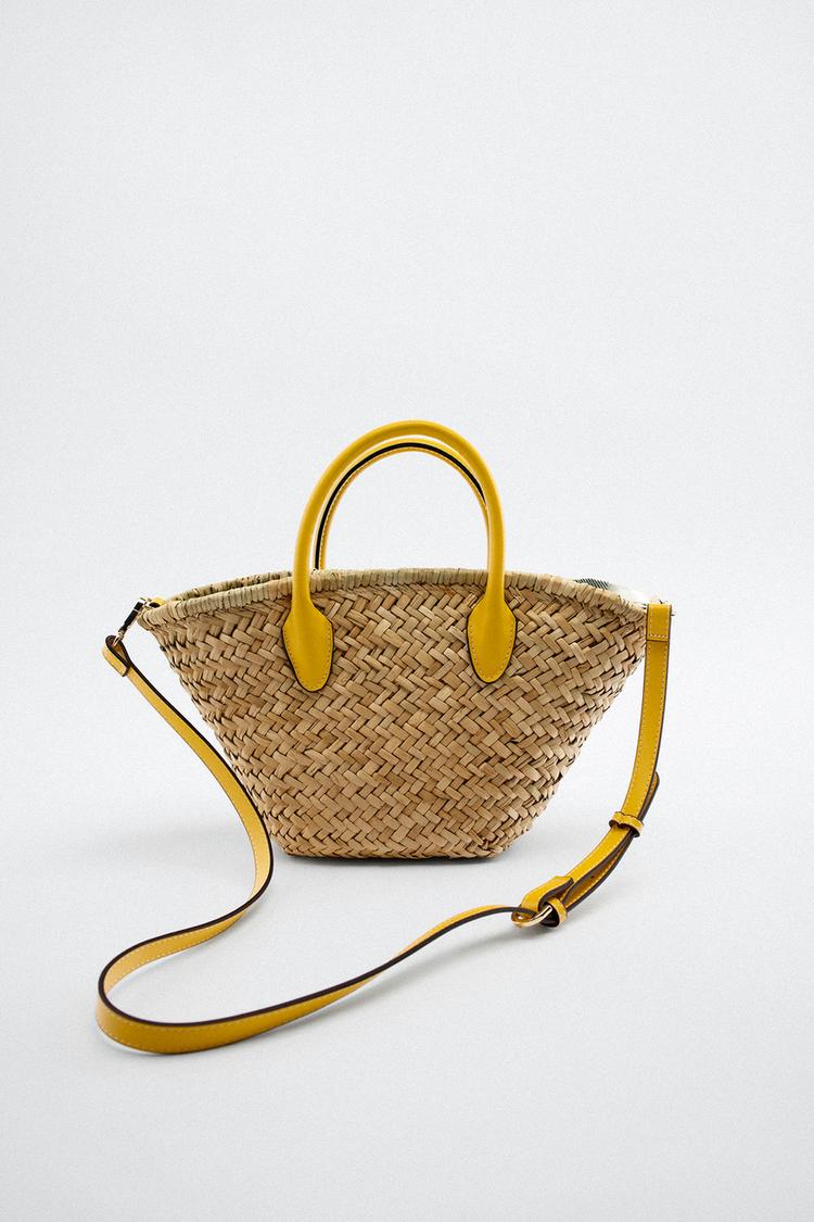 MINI RAFFIA TOTE BAG Yellow ZARA Ireland